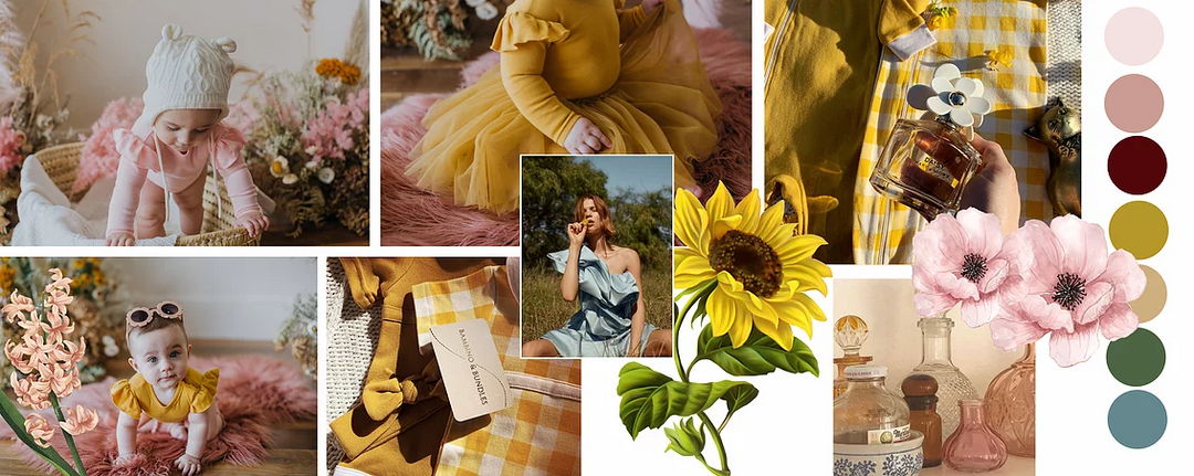 A feminine collage of flowers and gardens